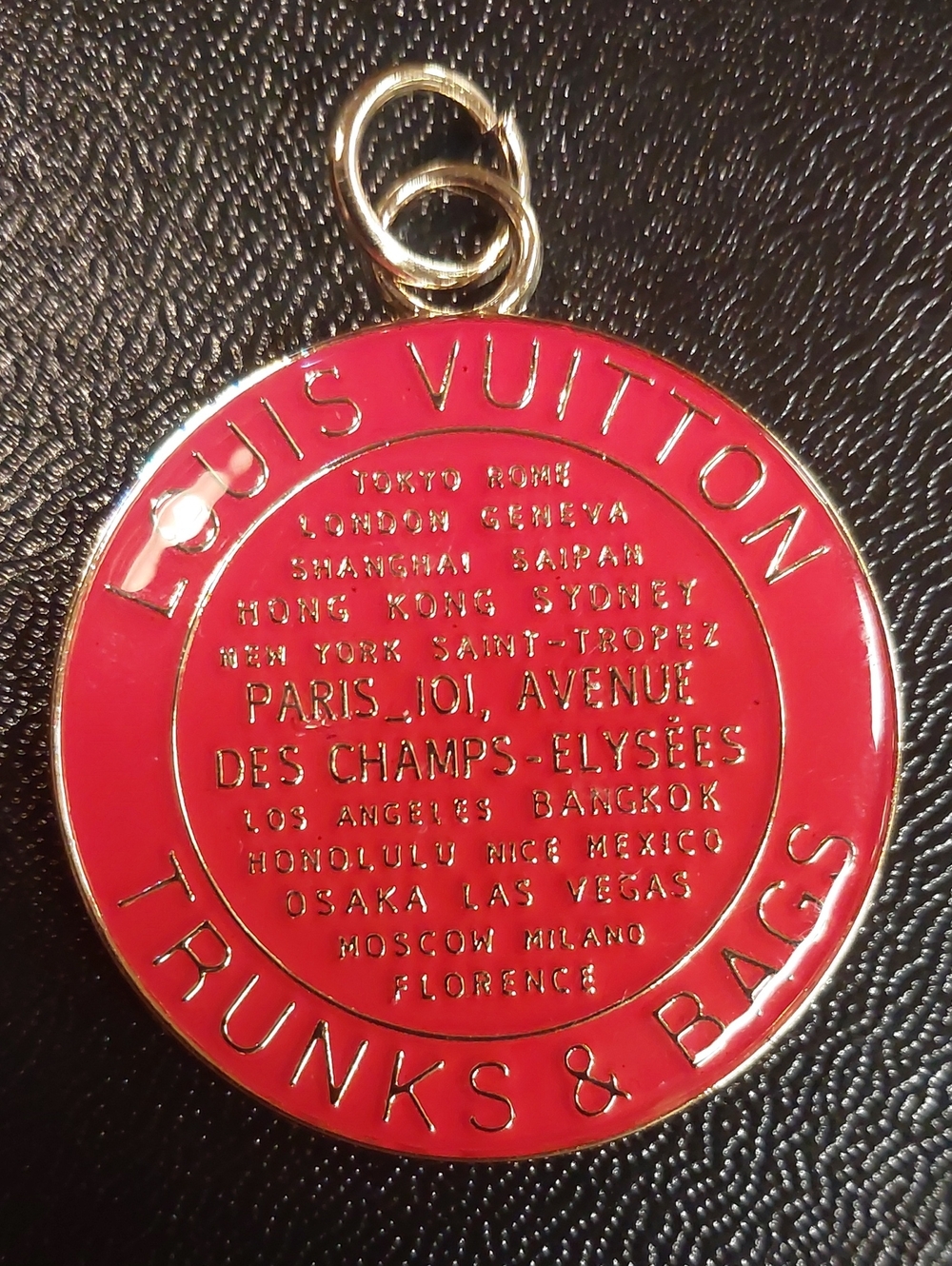 LV Red Enamel & Gold Trunks & Bags Charm Pendant-Double Sided